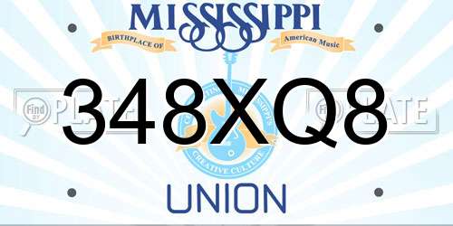 348XQ8 Mississippi License Plate