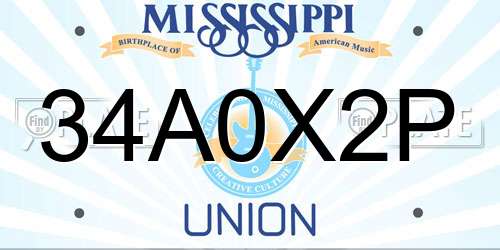 34A0X2P Mississippi License Plate