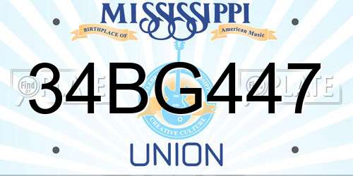 34BG447 Mississippi License Plate