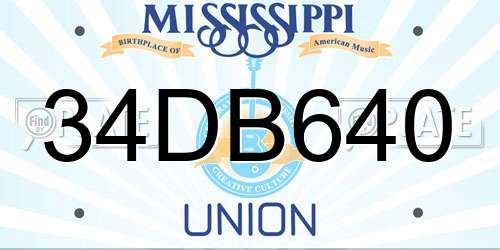 34DB640 Mississippi License Plate