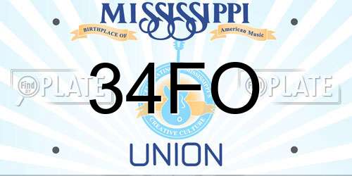 34FO Mississippi License Plate