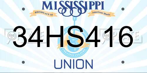 34HS416 Mississippi License Plate