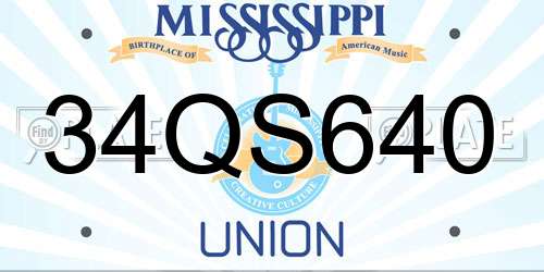 34QS640 Mississippi License Plate