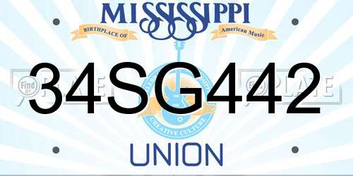 34SG442 Mississippi License Plate