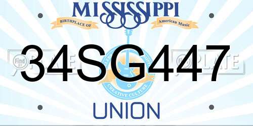 34SG447 Mississippi License Plate