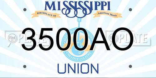 3500AO Mississippi License Plate