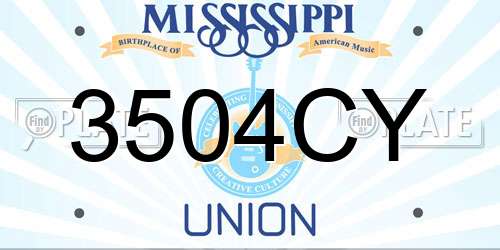 3504CY Mississippi License Plate