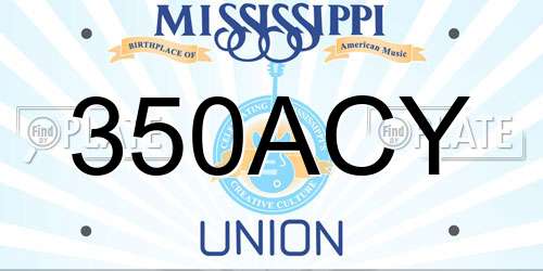 350ACY Mississippi License Plate