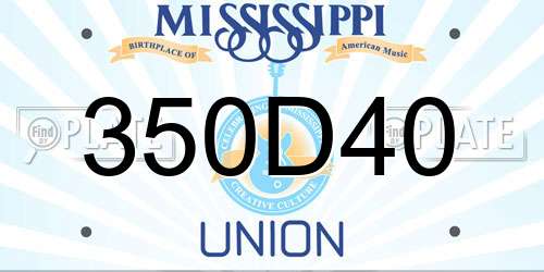 350D40 Mississippi License Plate