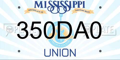 350DA0 Mississippi License Plate