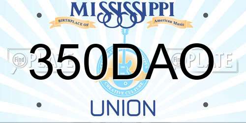 350DAO Mississippi License Plate