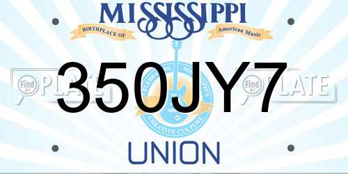 350JY7 Mississippi License Plate