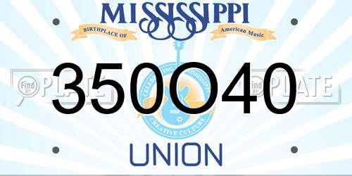 350O40 Mississippi License Plate
