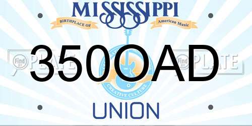 350OAD Mississippi License Plate