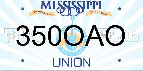 350OAO Mississippi License Plate