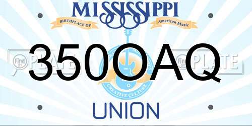 350OAQ Mississippi License Plate