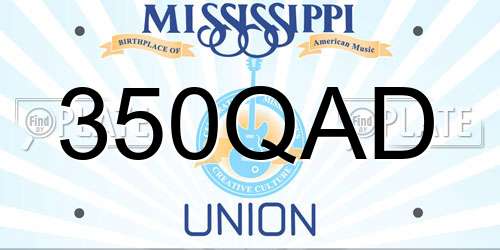350QAD Mississippi License Plate