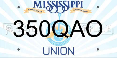350QAO Mississippi License Plate