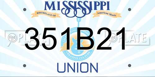 351B21 Mississippi License Plate