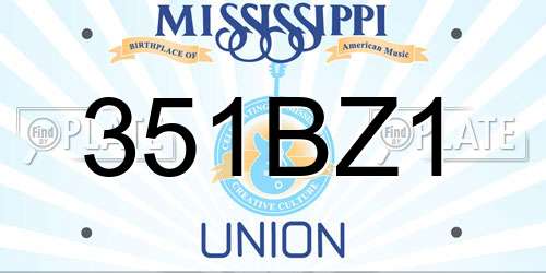 351BZ1 Mississippi License Plate