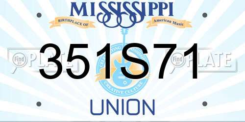 351S71 Mississippi License Plate