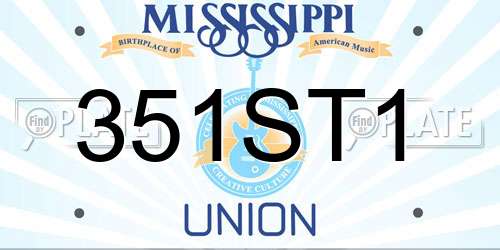 351ST1 Mississippi License Plate