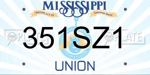 351SZ1 Mississippi License Plate