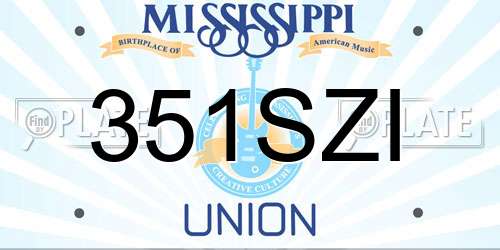 351SZI Mississippi License Plate
