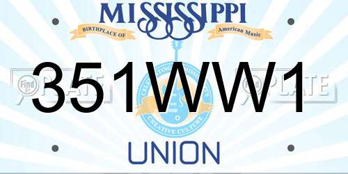 351WW1 Mississippi License Plate