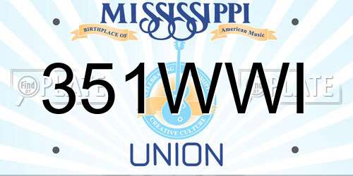 351WWI Mississippi License Plate