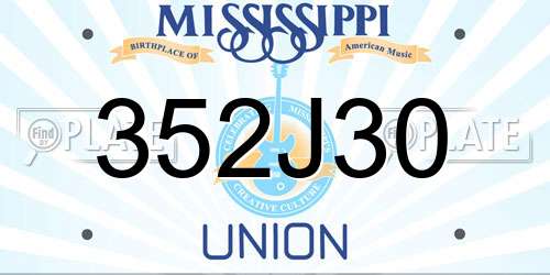 352J30 Mississippi License Plate