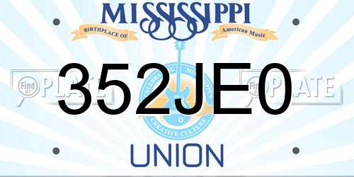 352JE0 Mississippi License Plate
