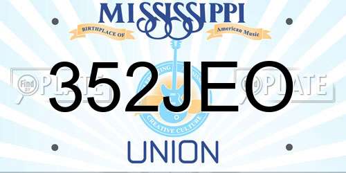 352JEO Mississippi License Plate