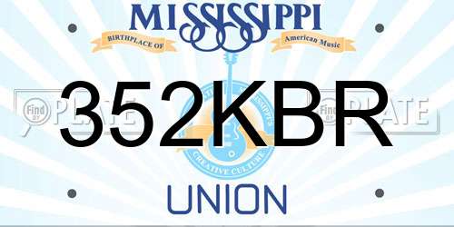352KBR Mississippi License Plate