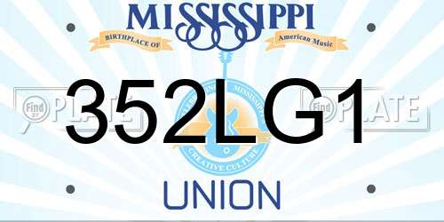 352LG1 Mississippi License Plate