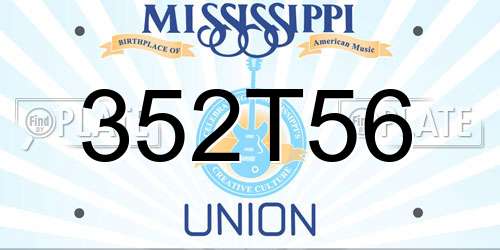 352T56 Mississippi License Plate