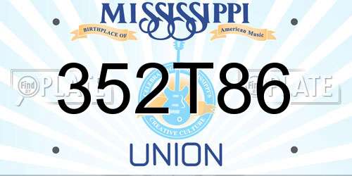 352T86 Mississippi License Plate