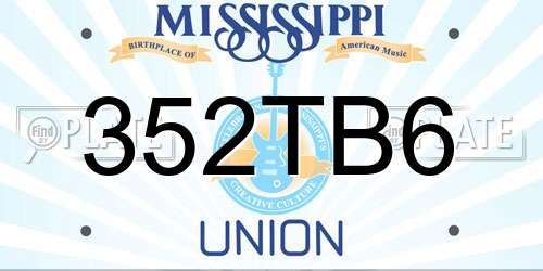 352TB6 Mississippi License Plate