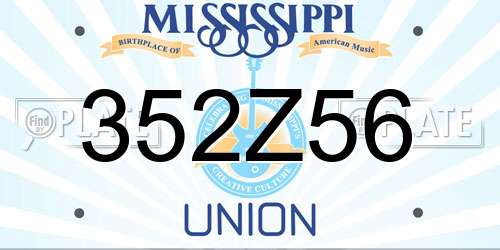 352Z56 Mississippi License Plate