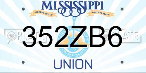 352ZB6 Mississippi License Plate