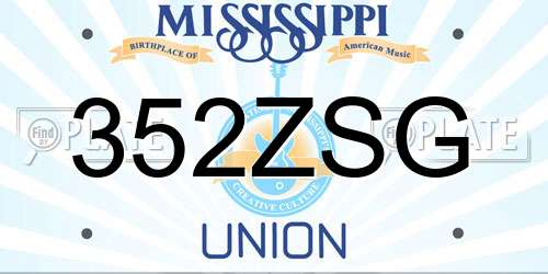 352ZSG Mississippi License Plate