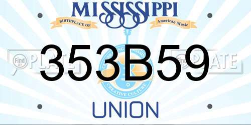 353B59 Mississippi License Plate