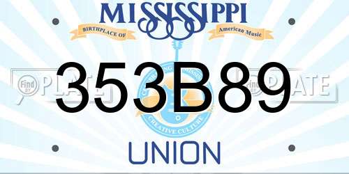 353B89 Mississippi License Plate