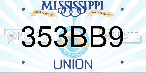 353BB9 Mississippi License Plate