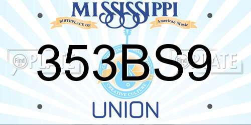 353BS9 Mississippi License Plate