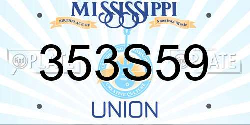 353S59 Mississippi License Plate