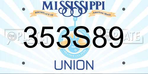 353S89 Mississippi License Plate