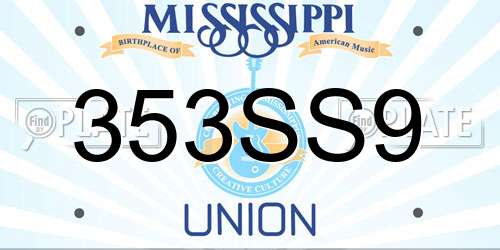 353SS9 Mississippi License Plate