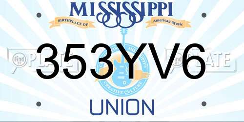353YV6 Mississippi License Plate