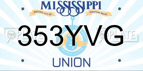 353YVG Mississippi License Plate